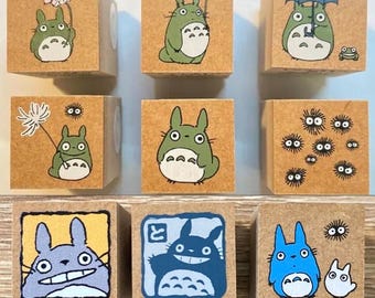 Beverly| Ghibli| 20mm| MINI Wooden Stamp| My Neighbour Totoro| Susuwatari| Lotus Leaf| Umbrella