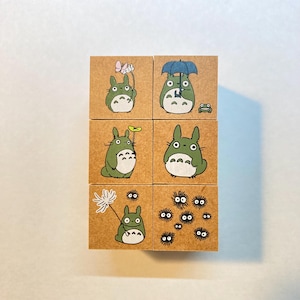Beverly/ Il mio vicino Totoro/ Susuwatari/ Foglia di loto/ Ombrello/ Ghibli/ 20 mm/ Timbro di legno