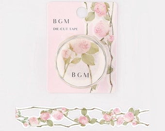 BGM |die-cut| Rose|masking tape| hand-painted watercolor| floral paper tape