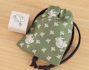 Ghibli| My Neighbour Totoro| Spinning Top| wooden stamp| with Drawstring Bag