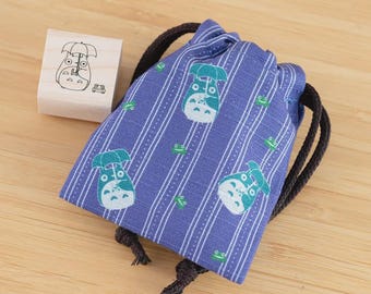 Ghibli| My Neighbour Totoro| Frog| wooden stamp| with Drawstring Bag