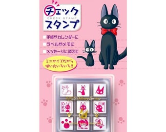Beverly| Ghibli| Kiki's Delivery Service| Kiki| Jiji| Lily| 9pcs| mini| wooden| stamp set
