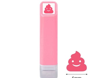 KODOMONOKAO| Smiling Poop Poop| Pink ink| 6mm| mini stamp| schedule pre-inked stamp