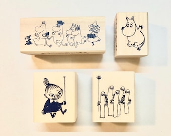 Beverly/ Famiglia Moomin/ Snufkin/ Little My/ legno/ timbro