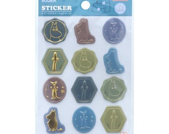 Sunstar| Moomin| Little My| Blue| wax| seal| gold leaf| PVC| stickers| vintage