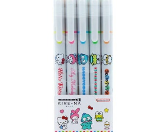 Sun-star| Pilot KIRE-NA| set of 5| Sanrio |highlighter |Hello Kitty |My Melody| hangyodon| kerokerokeroppi| Corocorokuririn|Water-based ink