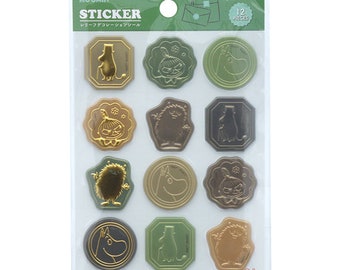 Sunstar| Moomin| Little My| Green| wax| seal| gold leaf| PVC| stickers| vintage
