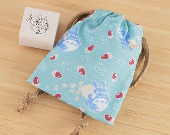 Ghibli| My Neighbour Totoro| Acorn| wooden stamp| with Drawstring Bag