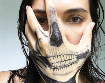 Skull Temporary Tattoo for Hands. Sexy and Scary Halloween Selfie