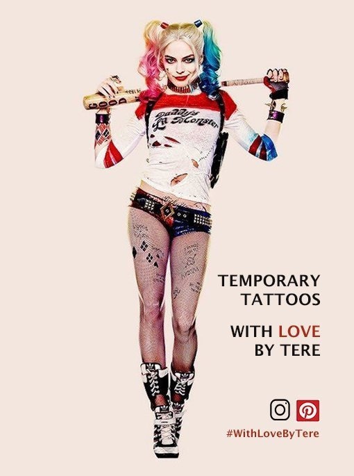 Harley Quinn Peel and Stick Face Tattoos 