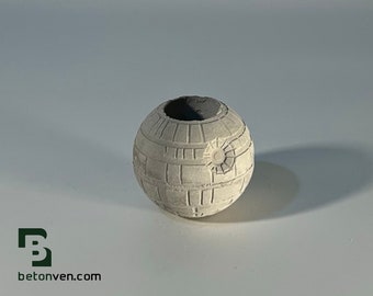 DEATH  STAR PLANTER - 6cm - Air Plant Holder - Star Wars Planter - Concrete Plant Pot - Concrete Death Star - Indoor Gardening - Geek Gift