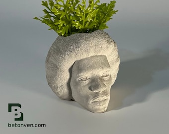 Jimi Hendrix- concrete planter - guitarist gift - Rock Music - Succulent Planter - Dj Gift - Air plant - Music Gift