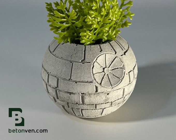 3" STAR WARS PLANTER - 10cm - Air Plant Holder - Death Star Planter - Concrete Plant Pot - Concrete Death Star - gift for him - Geek Gift