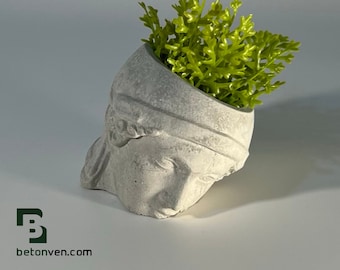 ATHENA CONCRETE Face Planter - Head Planter - Athena Plant Pot - Sculpture Planter - Goddess Of Wisdom - Home Decoration - Home Decor