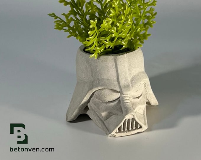 DARTH VADER PLANTER - Concrete Plant Pot - Vader Plant Holder - Star Wars Gift - Indoor Plant Pot - Figurines Planters  - Geek Gift