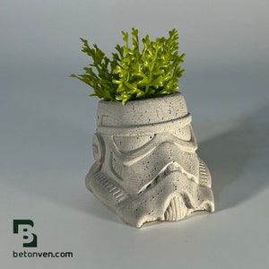 Stormtrooper Concrete Planter Concrete Plant Pot Star Wars Gift Indoor Plant Pot Figurines Planters Home Decor Geek Gift image 1