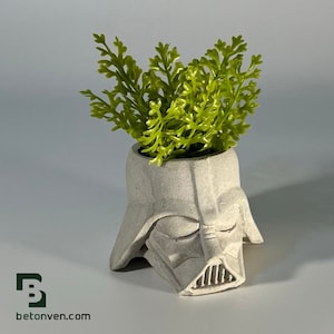 DARTH VADER PLANTER - Concrete Plant Pot - Vader Plant Holder - Star Wars Gift - Indoor Plant Pot - Figurines Planters  - Geek Gift