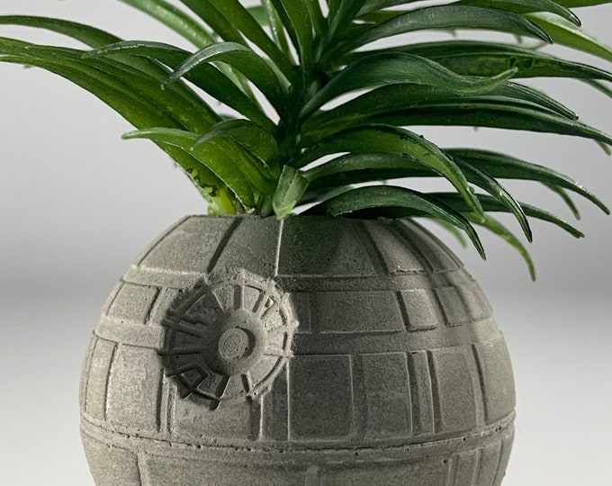 DEATH  STAR PLANTER - 6cm - Air Plant Holder - Star Wars Planter - Concrete Plant Pot - Concrete Death Star - Indoor Gardening - Geek Gift