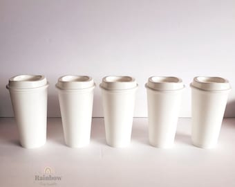 White Reusable Hot Coffee Travel Cup 16oz.