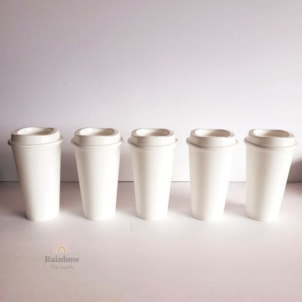 White Reusable Hot Coffee Travel Cup 16oz.