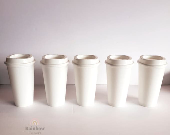 White Reusable Hot Coffee Travel Cup 16oz.