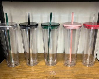 Double Wall Tumbler Clear Acrylic Tumbler Reusable Cup Gift