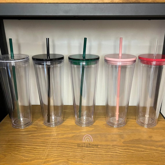 Clear Tumbler with Colored Lid - 24 oz