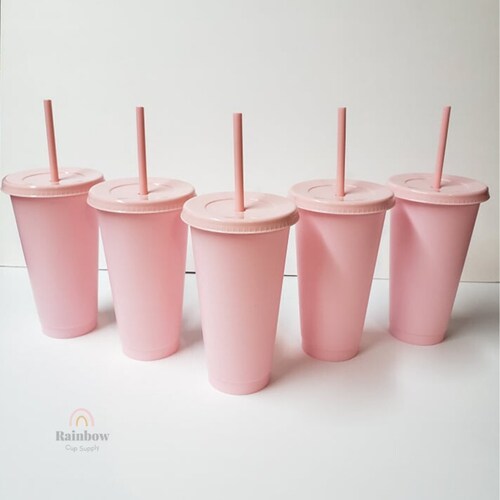 pink plastic cups reusable