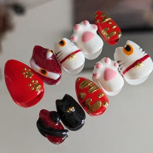 Lucky Cat Press On Nails-Reuseable Manicure-Cat Press On Nails-Nail Art