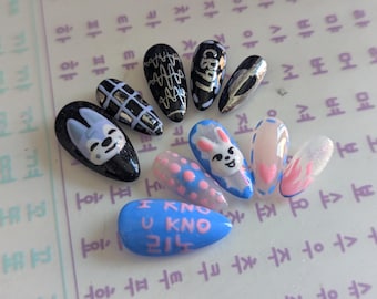 SKZOO Press On Nails-Manicure reutilizável-Press On Nails-Nail Art-Stray Kids-SKZ