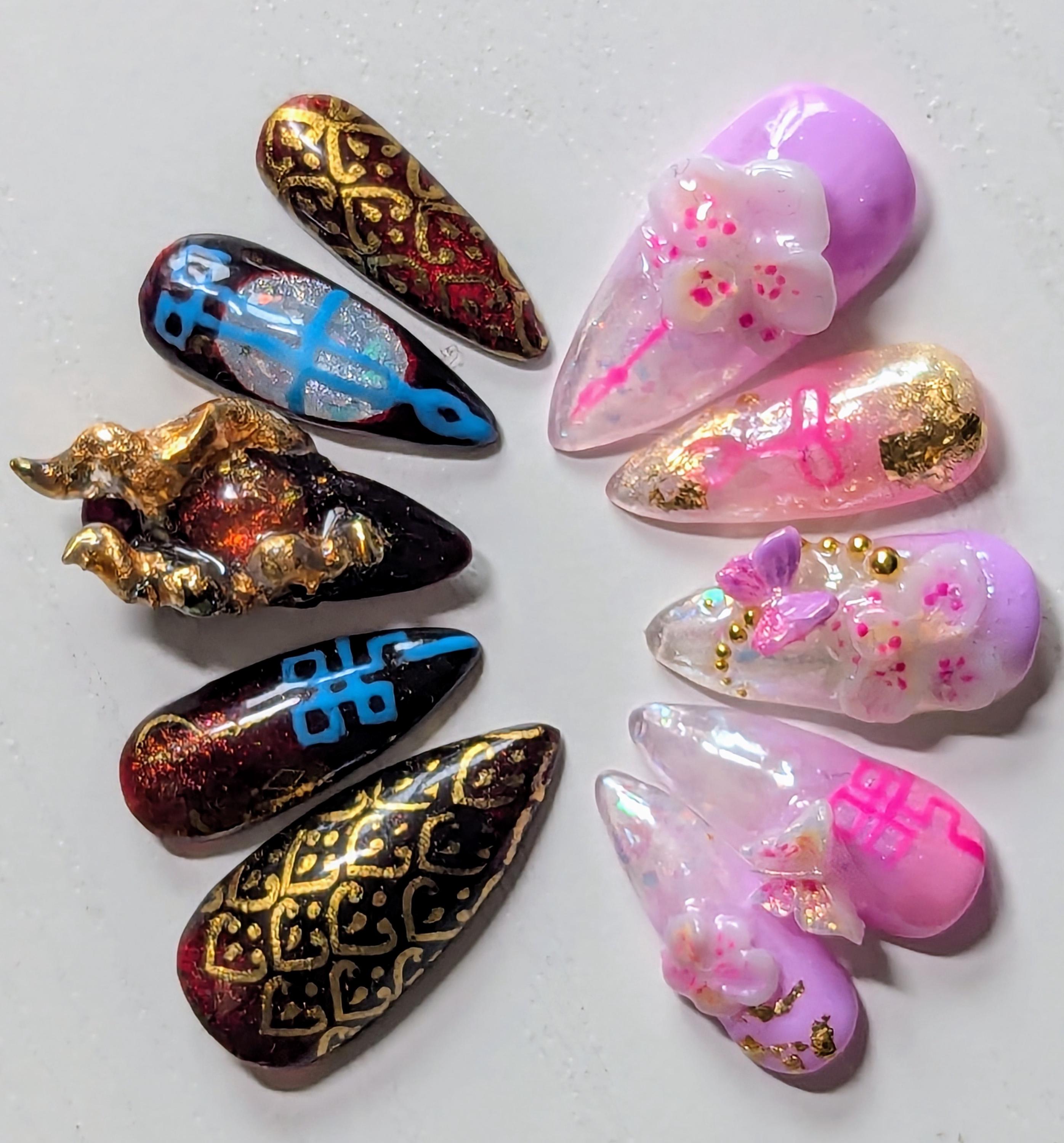 Love Between Fairy and Devil Press On Nails-Reuseable Manicure-Press On Nails-Nail Art-Xiao Lanhua-Dongfang Qingcang