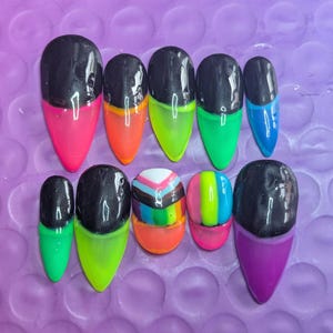 Uñas postizas Pride - Manicura reutilizable - Uñas postizas - Arte de uñas - Uñas arcoíris - Uñas LGBTQI