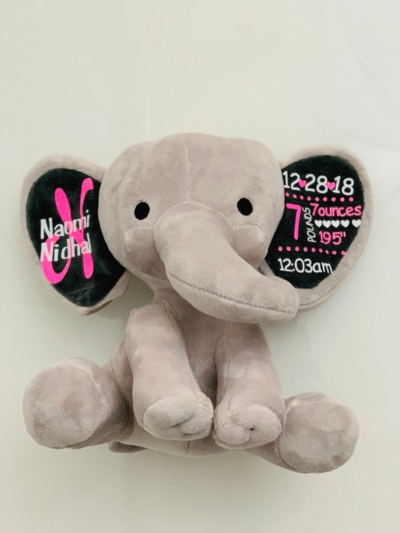 Personalised Baby Birth Elephant for Boy or Girl Engraved Keepsake Ornament Gift