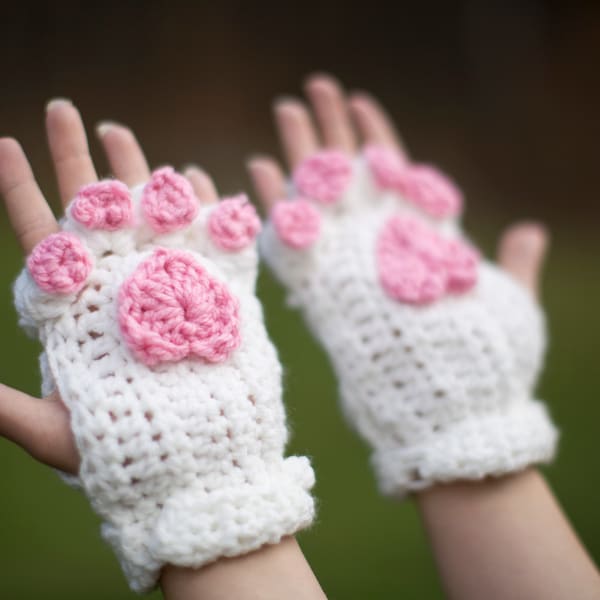 Handmade Crochet animal paw fingerless gloves