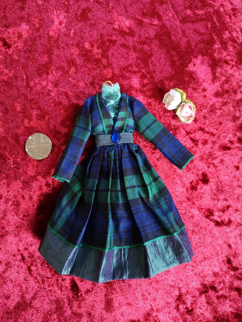 Red Plaid Miniature Dollhouse Cloth Shopping Bag