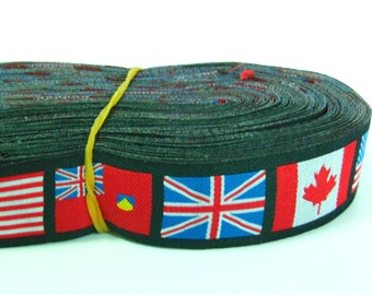 International Flags Jacquard Ribbon, 22mm Polyester Trim, 5 Yards