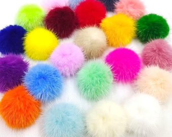 Mink Fur Ball Pompom, DIY Craft Supplies (2 inch)