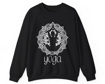 Sudadera Yoga Mom: Gráfico de postura de mandala, mezcla de algodón unisex