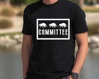 A Group of a Raccoons is a Committee Funny Fun Super Comfy Short Sleeve Tee
