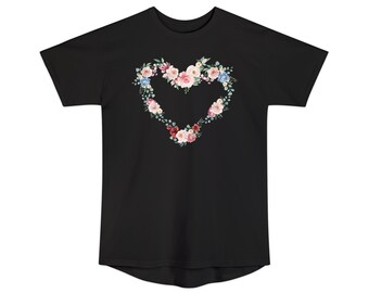 Camiseta de corazón floral: cómoda camiseta de dormir larga