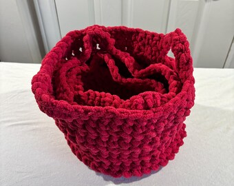 Cubos rojos vibrantes tejidos a mano, juego de 3