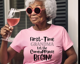 Celebre a las abuelas por primera vez con esta divertida y divertida camiseta de manga corta de Jersey unisex