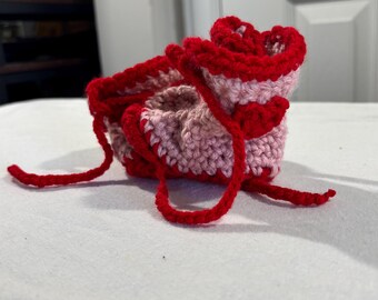 Pink and Red "High Top" Booties for Baby Size 0-3 months