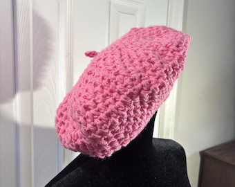 Boina rosa tejida a mano - Adulto