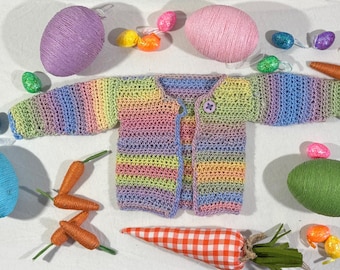 Cárdigan de crochet arcoíris suave para bebé