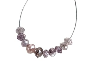 Rosa Diamant, 1,07 Ct natürliche rosa runde Diamant Perlen mit gebohrtem Loch, funkelnde polierte lose Diamantperlen für Halskettenkette