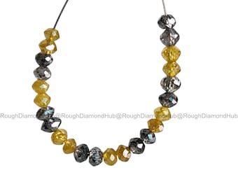 Yellow Gray Color Diamond Beads, 1.05 Ct Round Polished Loose Diamonds wt Drilled Hole, Natural Diamond for Jewelry Making, Gift for Her