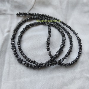 Natural Rough Diamonds - Natural Raw Uncut Diamond Beads - Black Diamond Beads Strand - 1.75 mm To 2.50 mm - 16 Inch Full Strand Necklace