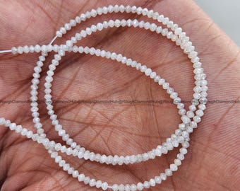 White Diamond Beads, 20 Ct Natural Polished Round Loose Diamond Beads 16" String Necklace, Ethically Sourced Sparkling Faceted Diamond Beads