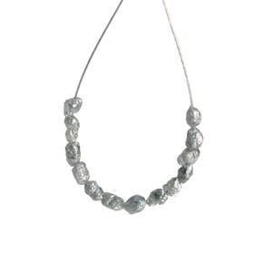 2.03 Ct 1.50-2.00 MM Natural Gray Color Long Drilled Rough Diamond Beads for Strand, Sparkle Ethical Source Loose Raw Diamond for Jewelry
